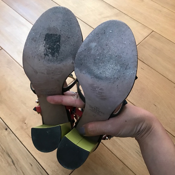 Valentino Rockstud T-Strap Block Rainbow Sandal - Picture 5 of 7